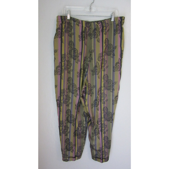 ANNE PINKERTON Multicolor Floral Tapered Leg 12 Pleated Side Pockets Pants JE - Picture 2 of 3